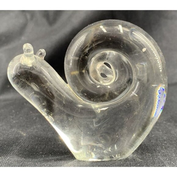 Clear Glass Hand Blown Snail Figurine Paperweight Vintage 3.25" x 3 - Picture 5 of 7